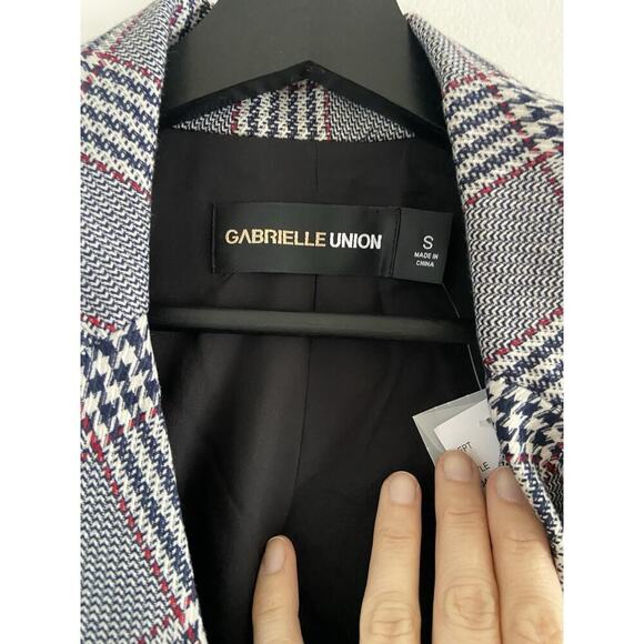 Women’s Gabrielle Union Houndstooth Blazer Size Small Button Front NWT Tweed - Picture 3 of 7